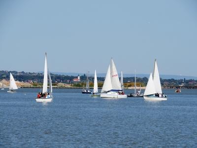 Sailboats on Lake Velence - Hungary-stock-foto