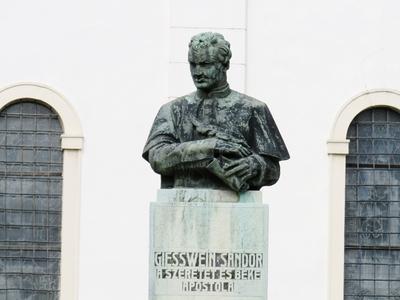 Bust of Theologian Giesswein Sándor - Mosonmagyaróvár-stock-photo