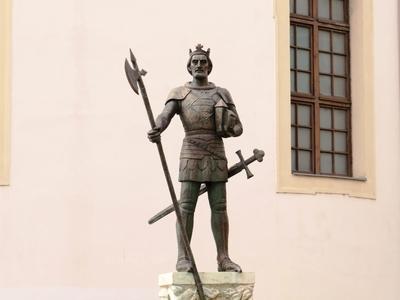 Statue of King St. Ladislaus - Mosonmagyaróvár-stock-foto