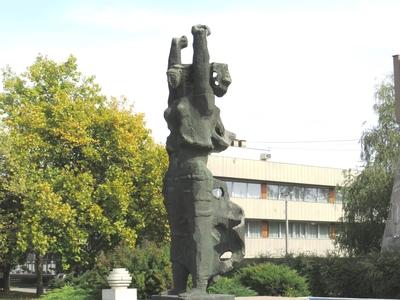 Genius statue - Miskolc - Hungary-stock-photo