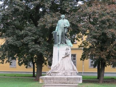 Statue of Hungarian Politician Deák Ferenc in Miskolc-stock-photo