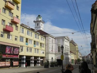 Miskolc - Downtown Main Road - National Theater-stock-photo