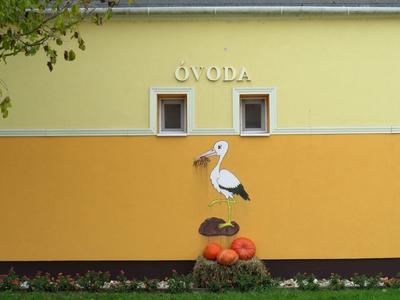 Kindergarten decoration with stork - Hungary-stock-foto