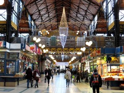 Budapest Great Market Hall - Christmas-stock-foto
