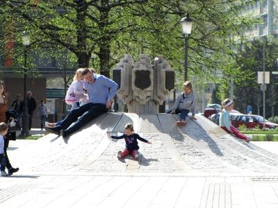 Sliging Kids - Kecskemét - Hungary - Spring-stock-photo