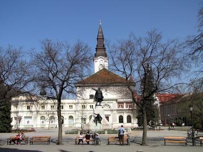 Kossuth Square and Statue n- Kecskemét - Hungary-stock-photo