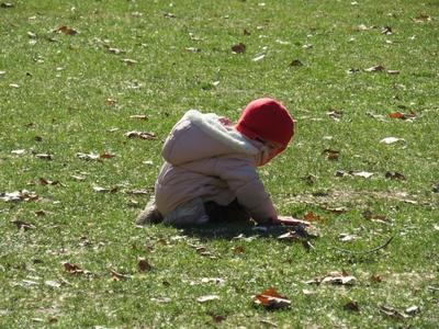 Spring in Budapest - Cihild playing on the lawn in Margaret Island-stock-foto