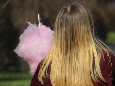 Blonde girl - Cotton Candy - Budapest - Spring-stock-photo