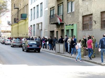 People in line for vaccination against Covid 19-stock-photo