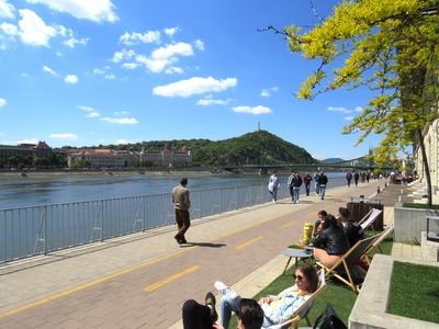 After Coronavirus lockout - Sunbath at Danube bank-stock-photo