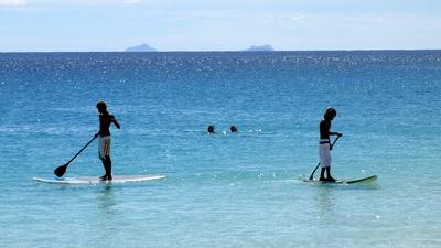 Africans sailing Surfboards - Cape Verde Archipelago-stock-photo