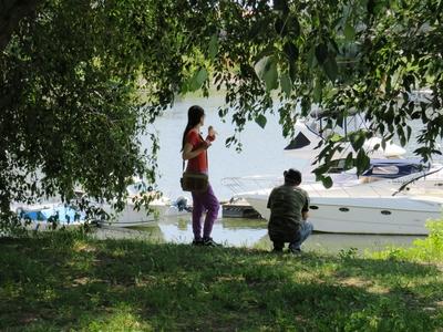 Resting couple under a tree - Baja - Hungary-stock-photo