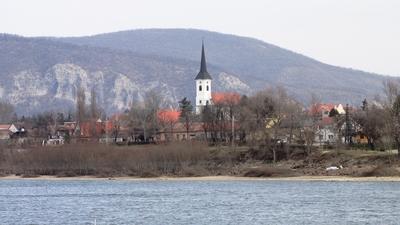 View of Esztergom Mounbtains and Landscape with Church-stock-foto