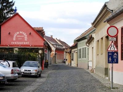 Sztreet of Esztergom - Ancient city center - Hungary-stock-photo