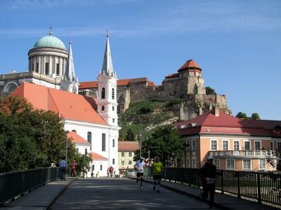 View of Esztergom Castle and Dome - Hungary-stock-foto
