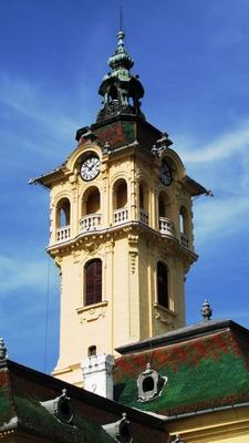 Tower of Szeged Town Hall - Hungary-stock-foto