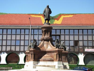 Statue of ceramist Zsolnay Vilmos - Pécs - Hungary-stock-photo