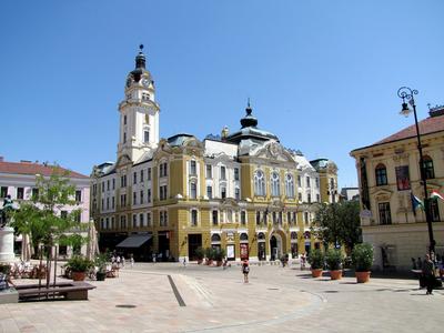 City Hall - Pécs - Main square - Hungary-stock-photo