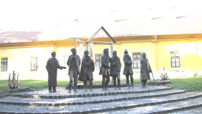 Great Teachers - Statuies group - Nagykőrös - Hungary-stock-photo