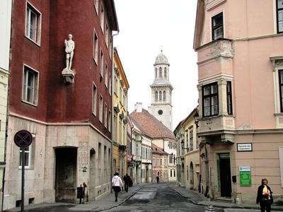 Sopron - Church street - Hungary-stock-foto