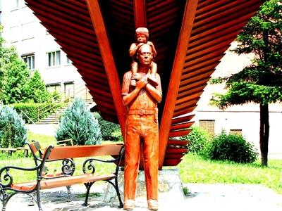 St. Christopher statue - Zalaegerszeg - Hungary-stock-foto
