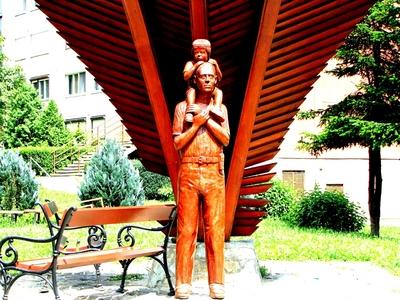 St. Christopher statue - Zalaegerszeg - Hungary-stock-photo