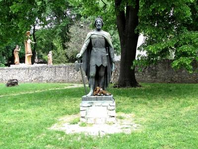 King St. Ladislaus of Hungary - Statue - Sümeg-stock-foto