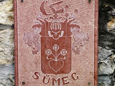 Coat of arms of the city of Sümeg - Hungary-stock-photo
