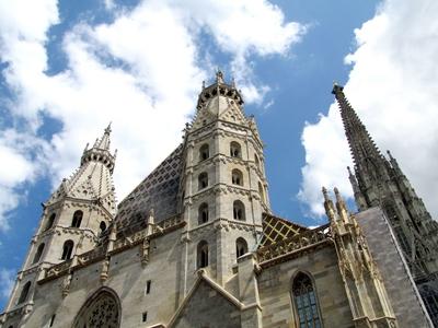 Towers of Vienna's Cathedral - Stephansdom - Austria-stock-photo
