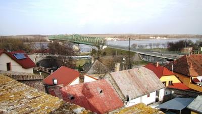 View on Dunaföldvár - Danube river - Bridge - Hungary-stock-foto