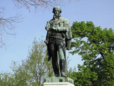 Hungarian enlightenment personality Bessenyei György statue - Nyíregyháza-stock-foto