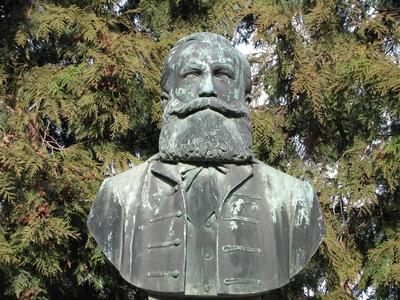 Bust of hungarian reformed Pastor Szilády Áron - Kiskunhalas-stock-foto