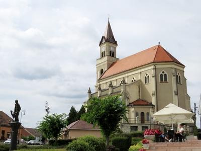 Mór - Hungary - Holy Cross church  - City center-stock-photo