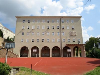 Pannonhalma Archabbey - High School dormitory - Sport field - Hungary-stock-photo