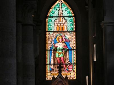 Window glass inlay - Archabbey of Panonhalm - Hungary-stock-foto