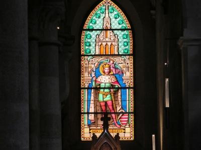 Window glass inlay - Archabbey of Panonhalm - Hungary-stock-photo