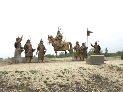 Groups of Sculptures Árpád and his Leaders - Ópusztaszer-stock-photo