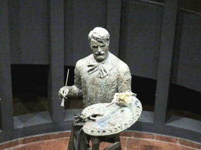 Hungarian painter Feszty Árpád - Statue - Ópusztaszer-stock-foto