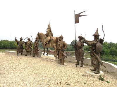 Ártpád and his Leaders - Ópusztaszer - Sculptures-stock-photo