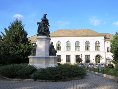 Makó - Széchenyi square - Heroic monument - Hungarian-Rumanian Cross-border Business center-stock-photo