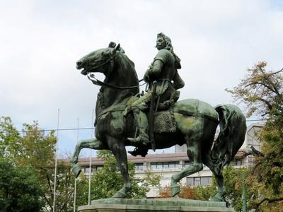 Equestrian statue of Rákóczi Ferenc II - Szeged - Hungary-stock-foto