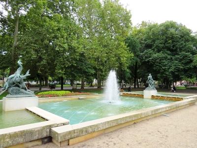 Fountain in Szeged central square - Hungary-stock-photo