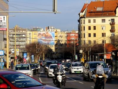 Car traffic on Margaret Boulevard - Budapest-stock-photo