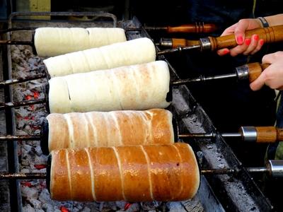 Chimney cakes -  Budapest - Winter Fair.-stock-photo