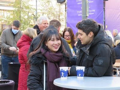 Boy and girl at the Wintr Fairr - Budapest-stock-photo