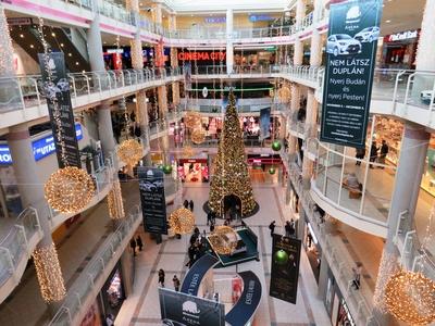 Budapest - Christmas ornaments - Shopping Center-stock-foto