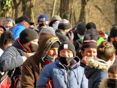 Poor people's Christmas - Waiting for Food - Budapest-stock-photo