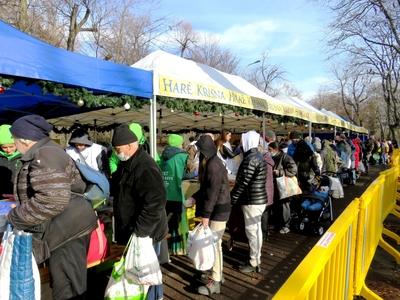 Deprived people at the Christmas food distribution -  Budapest.-stock-photo