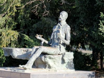 Statue of Madách Imre - Dramatist - Hungary-stock-foto