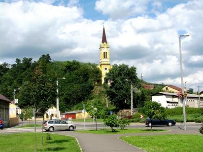 View of Salgótarján with the Lutheran Church - Hungary-stock-foto